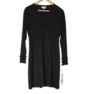CALVIN KLEIN Women’s Black Three Tiered Ruffle Sleeve Sweater Dress, size M